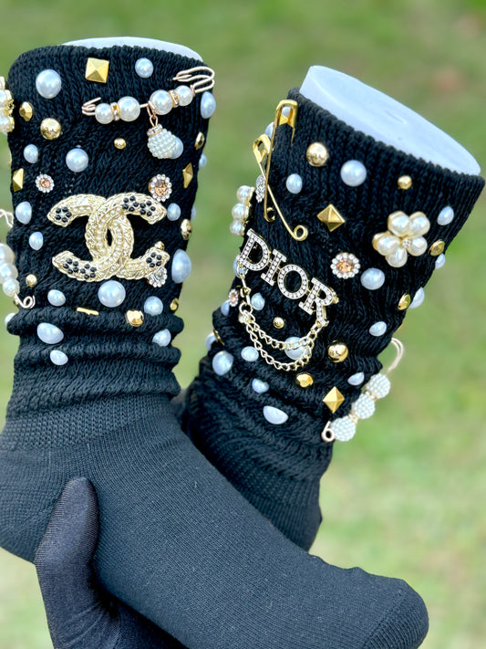 “Gold on Black” Charm Socks