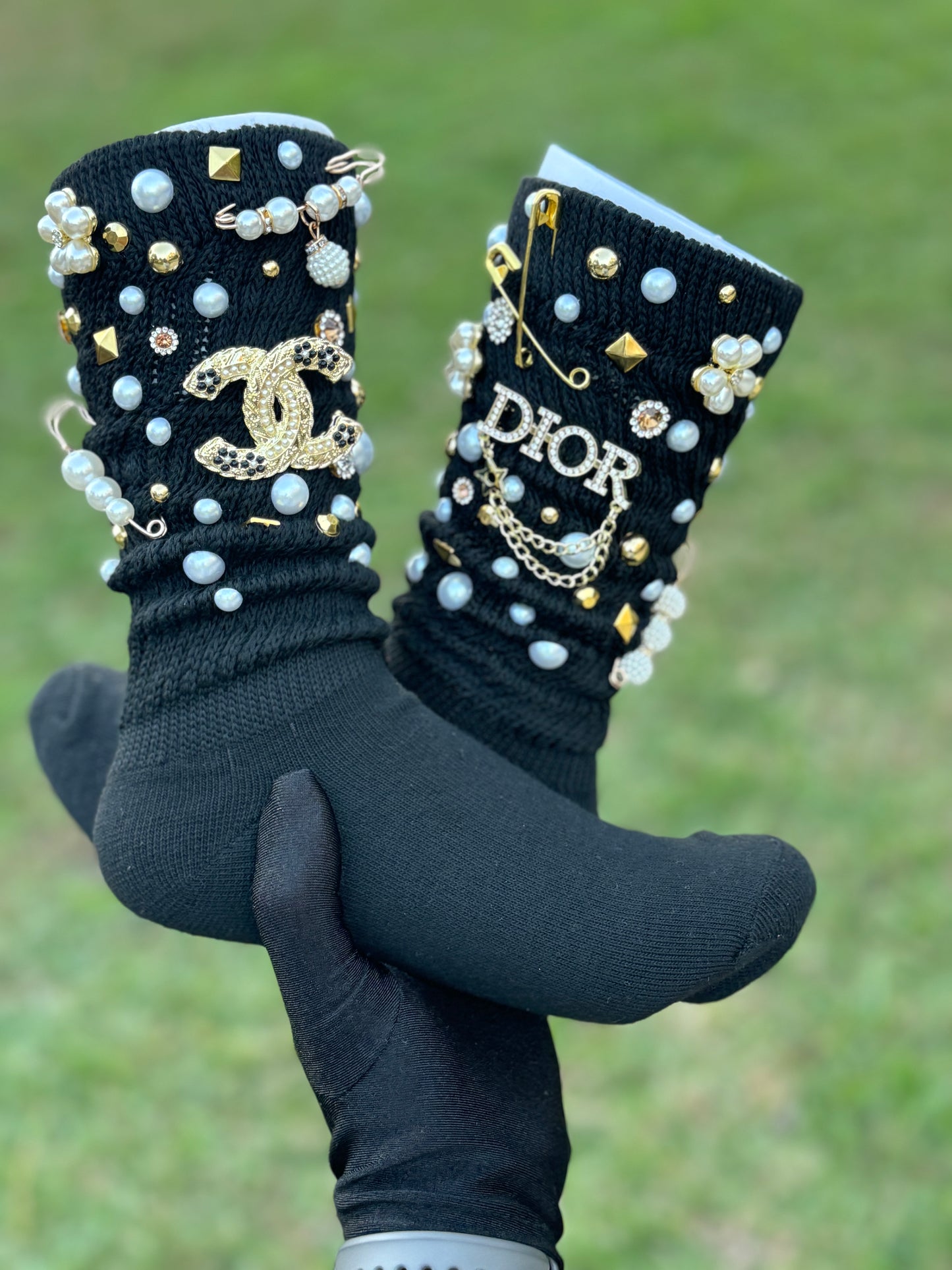 “Gold on Black” Charm Socks