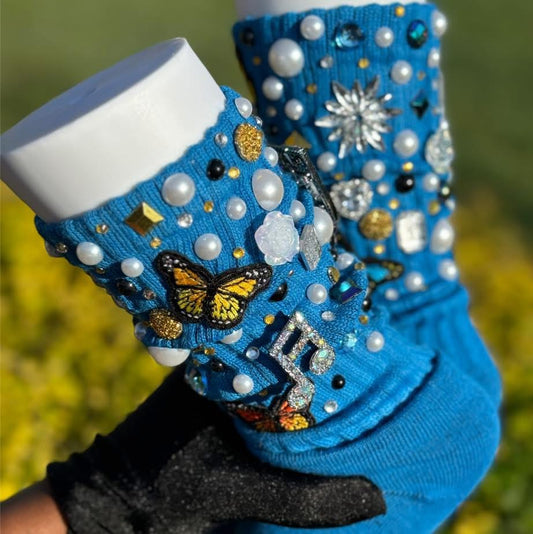 Yellow Butterflies Charm Socks