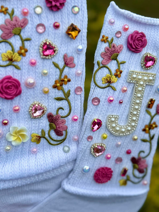 Floral “Initial” Charm Socks